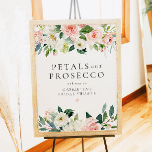 Póster Elegantes Petals de Rubor y ducha de novia Prosecc