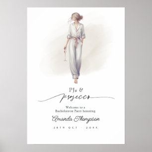 Póster Elegantes pijamas y Prosecco Fiesta de Despedida d