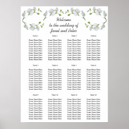 Póster Elegantes placas de asientos de orquídeas blancas