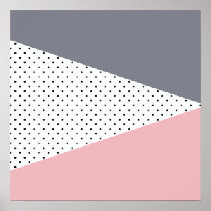 Póster Elegantes puntos de polka geométrica rosa púrpura 