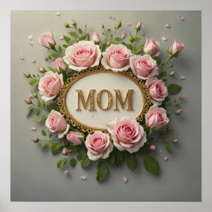 Póster Elegantes rosas rosas rosas para mamá en el día de