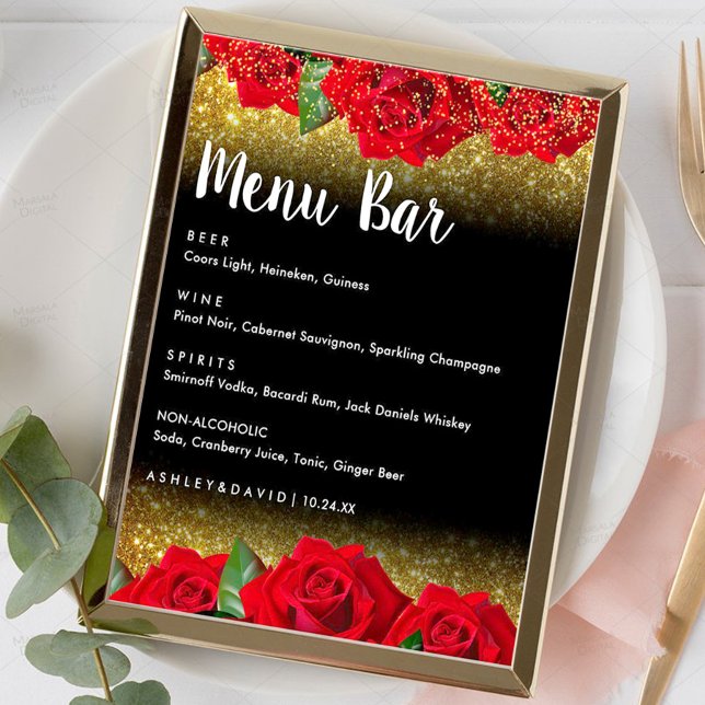 Póster Elegantes Rosas turcos rojos Boda Rótulo bar (Subido por el creador)