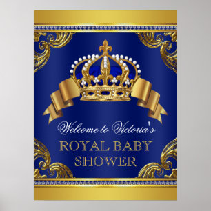 Póster Elegantes Rótulos de Baby Shower Royal Gold Prince
