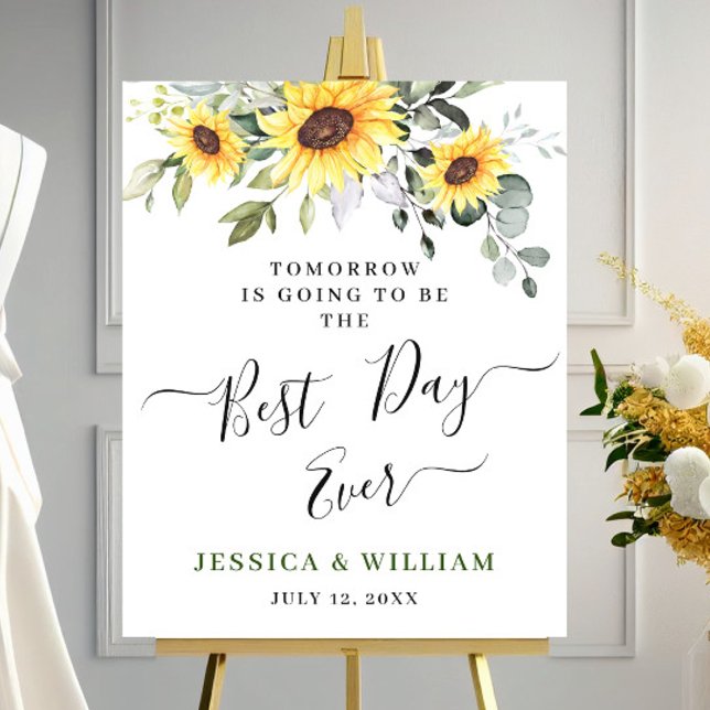 Póster Elegantes Sunflowers Eucalyptus Rehearsal Dinner (Subido por el creador)