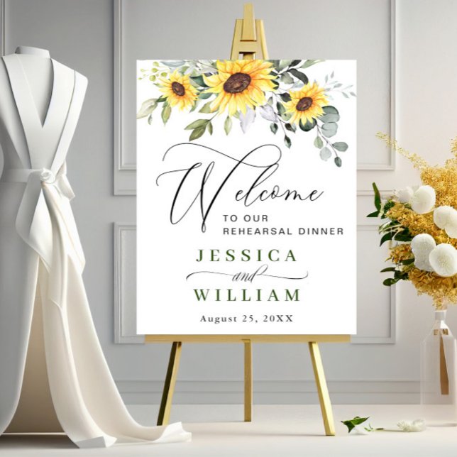 Póster Elegantes Sunflowers Eucalyptus Rehearsal Dinner (Subido por el creador)
