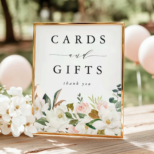 Póster Elegantes tarjetas Baby Shower Magnolias y regalos (Subido por el creador)