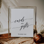 Póster Elegantes tarjetas de caligrafía negra y Rótulo de<br><div class="desc">Esta elegante tarjeta de caligrafía negra y el signo de los regalos son perfectos para una simple ducha de boda o de novia. El diseño neutro incluye un signo minimalista decorado con una tipografía romántica y caprichosa. La línea de texto al final del cartel puede ser personalizada con la fecha,...</div>