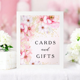 Póster Elegantes tarjetas de Purpurina de oro de flores r