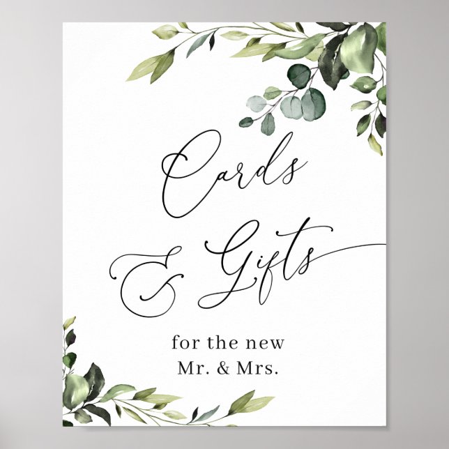 Póster Elegantes tarjetas Eucalyptus y Rótulo Boda de Reg (Frente)