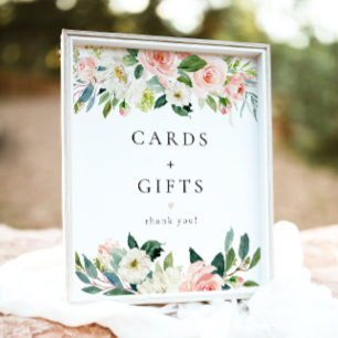 Póster Elegantes tarjetas florales rosas de Rubor y Rótul