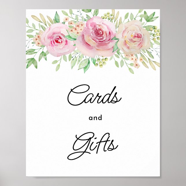 Póster Elegantes tarjetas florales y Poster de regalo (Frente)