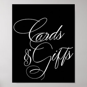 Póster Elegantes tarjetas y regalos caligrafía blanca T