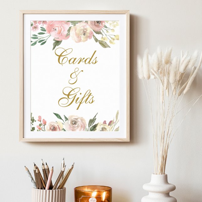 Póster Elegantes tarjetas y regalos de boda floral de oro (Subido por el creador)