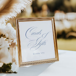 Póster Elegantes tarjetas y regalos de caligrafía azul tu