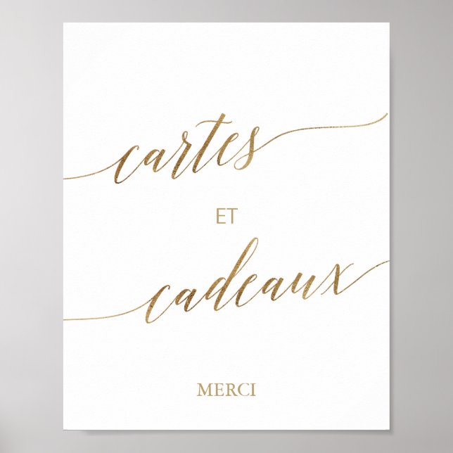 Póster Elegantes tarjetas y regalos de caligrafía en oro (Frente)