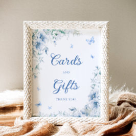 Póster Elegantes tarjetas y regalos de Chinoiserie azul b