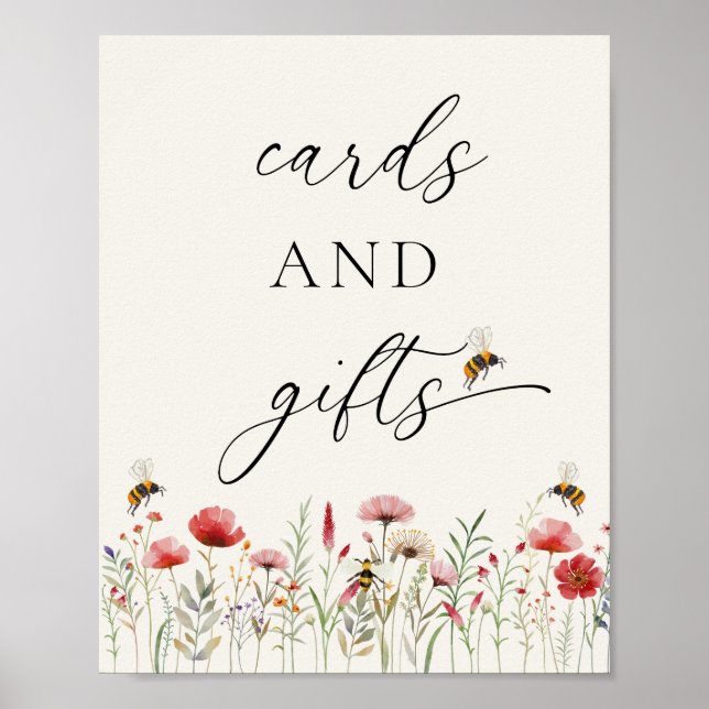 Póster Elegantes tarjetas y regalos de flores silvestres  (Frente)
