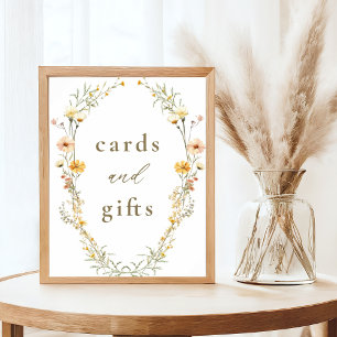 Póster Elegantes tarjetas y regalos de flores silvestres 