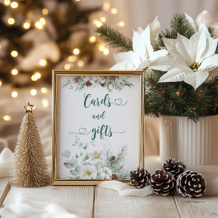 Póster Elegantes tarjetas y regalos de invierno de siempr