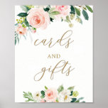 Póster Elegantes tarjetas y regalos florales de color de<br><div class="desc">Elegante Rubor Watercolor Floral Cards and Gifts Rótulo</div>