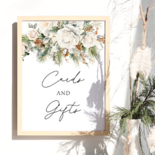 Póster Elegantes tarjetas y regalos florales de invierno