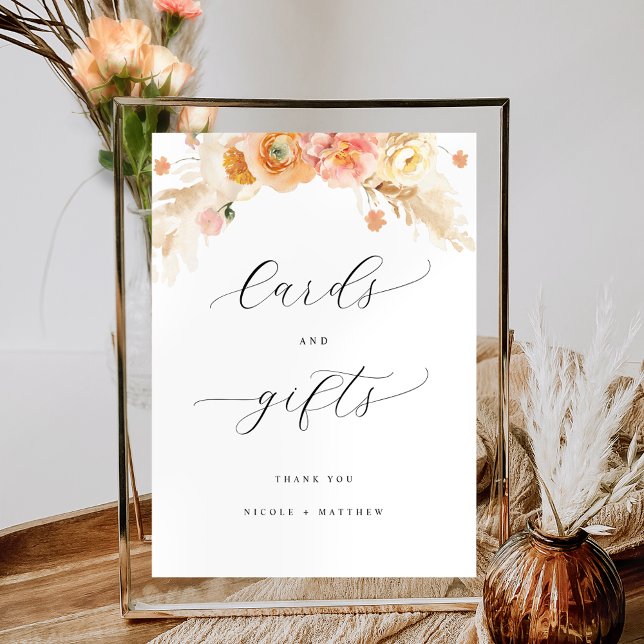 Póster Elegantes tarjetas y regalos Peach Floral Boda Rót (Subido por el creador)
