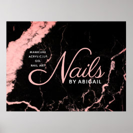 Póster Elegantes uñas negras y rosadas de mármol por "nom