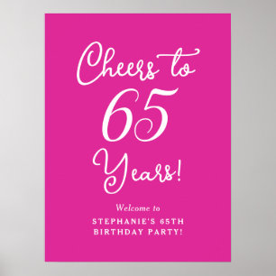 Póster Elegantes vítores rosados a 65 años 65 cumpleaños