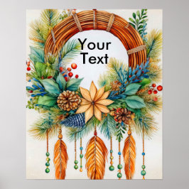 Póster Elegantes y caprichosos Navidades de Boho Wreath