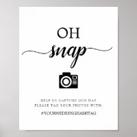 Elegenat Script Boda Oh Snap Hashtag Rótulo