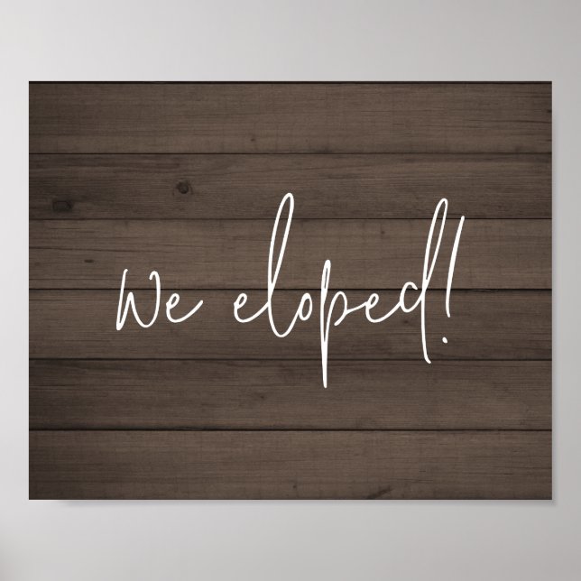 Póster Elegimos Guión Rústico Faux Wood Elopement (Frente)