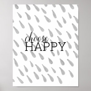 Póster elegir alegre cita motivadora gris y blanco