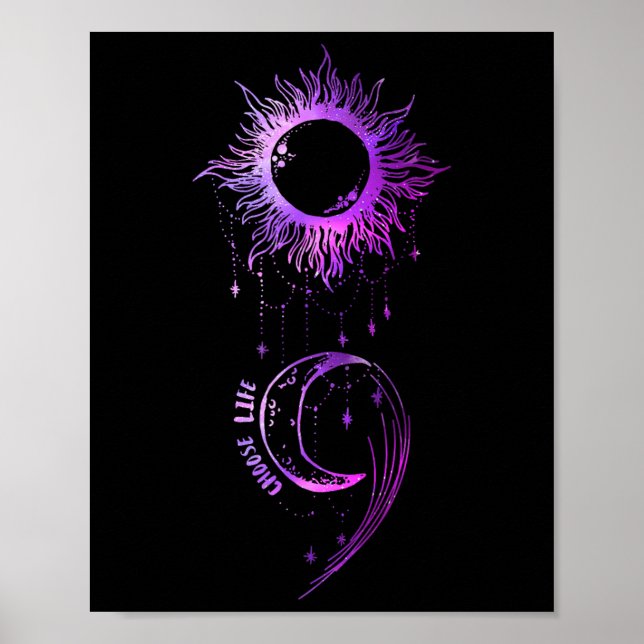 Póster Elegir el Semicolón de Vida Prevención del Suicidi (Frente)