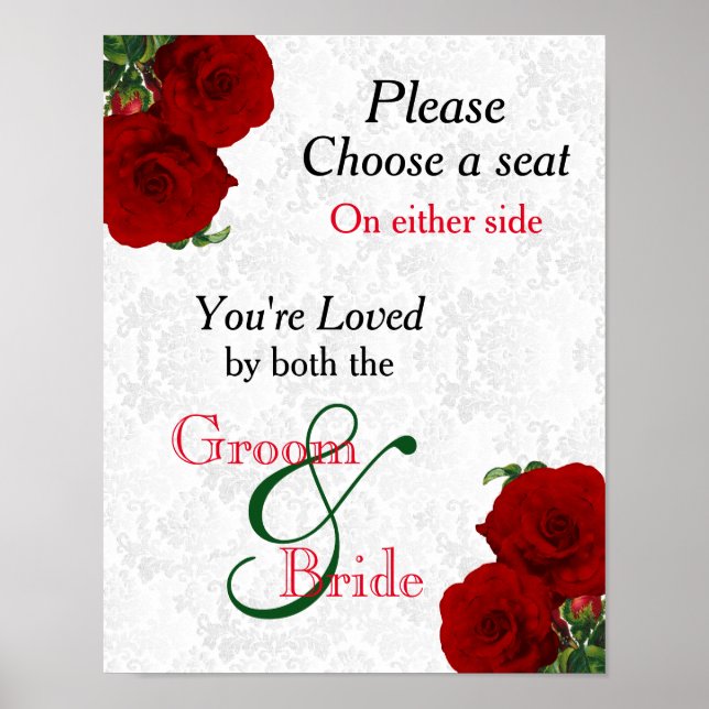 Póster Elegir un asiento - Boda de la Rosa Roja Profunda (Frente)