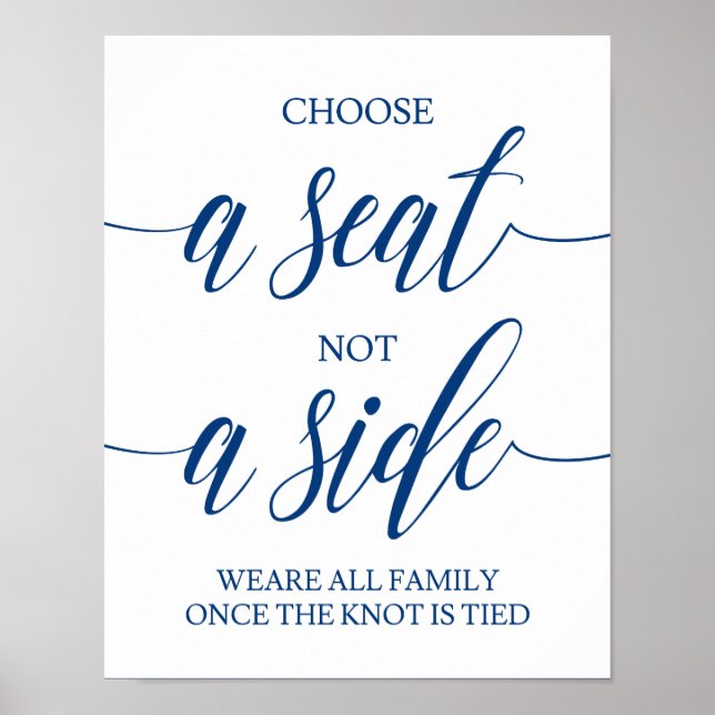 Póster Elegir un asiento Boda Rótulo Marina caligrafía az (Frente)