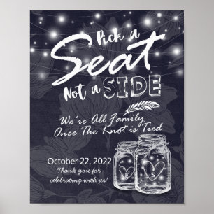 Póster Elegir Un Asiento No Un Boda Lado Mason Jars & Lig