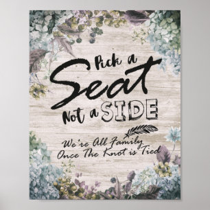 Póster Elegir Un Asiento No Un Boda Lado Rótulo Floral De