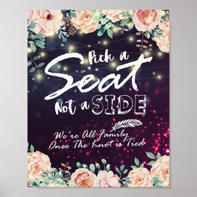 Póster Elegir Un Asiento No Un Poster De Rótulo Del Boda  (Frente)