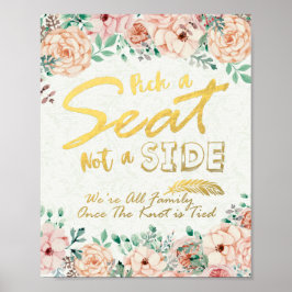 Póster Elegir Un Asiento No Un Poster De Rótulo Del Boda 
