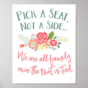 Póster Elegir un asiento, no un Rótulo Boda floral latera