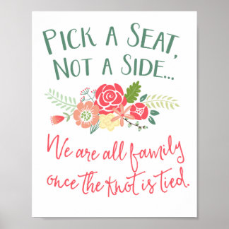 Póster Elegir un asiento, no un Rótulo Boda floral latera