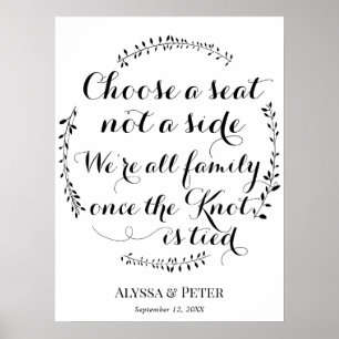 Póster Elegir un asiento, no un Rótulo Boda lateral