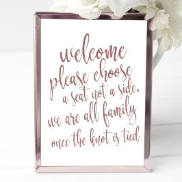 Póster Elegir un Rótulo de Boda de Rosa de asientos Purpu