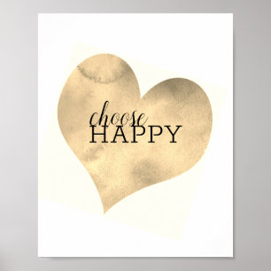 Póster elegir una cita motivadora feliz de corazón