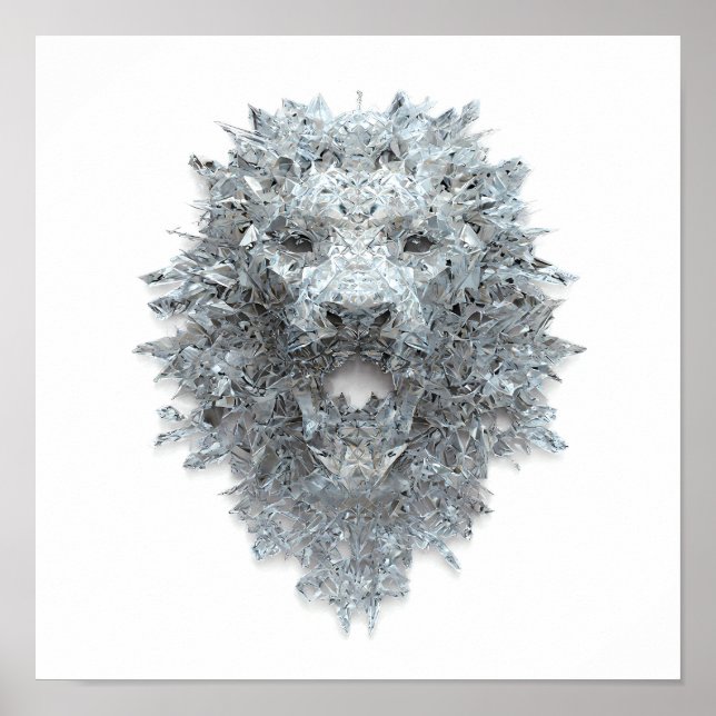 Póster Elemental Abstract Art: Crystallized Guardian Lion (Frente)