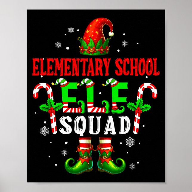 Póster Elementary School Elf Squad Xmas Elf Hat Scute Ss  (Frente)