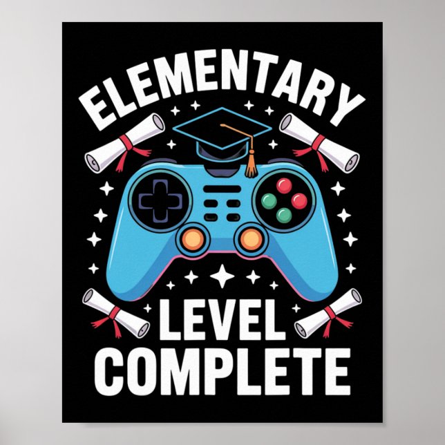Póster Elementary School Level Complete Funny Gamer Boys  (Frente)