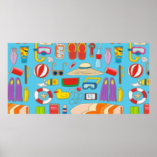 Póster Elemento de colección de material de verano para e
