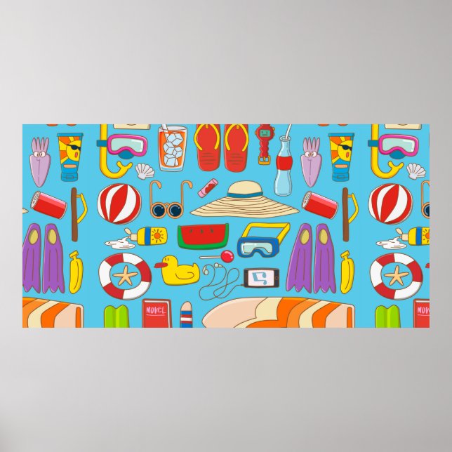 Póster Elemento de colección de material de verano para e (Frente)
