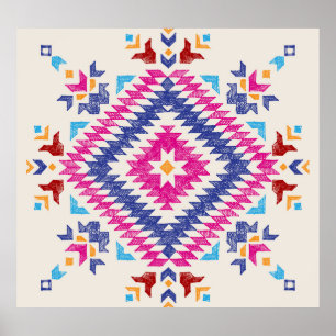 Póster Elemento de diseño tribal de mano brillante.